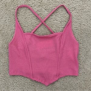 Urban Outfitters Modern Corset Top Strappy Boho‎ Tank Top in Pink Size Large NWT